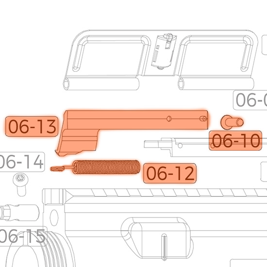 Well Pro WE07/13/DSG Charging Handle Extension / Dust Cover Latch - Part # 06-13, 12, 10